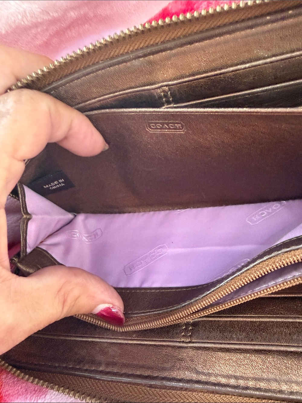 Coach Brown Signature Zip Wallet - Picture 9 of 10